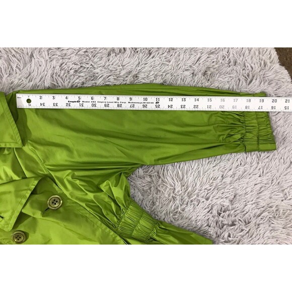 PER SE Jacket 2 Women's Tie Waist Green Robbed Double Breasted Fitted artsy - Picture 9 of 9